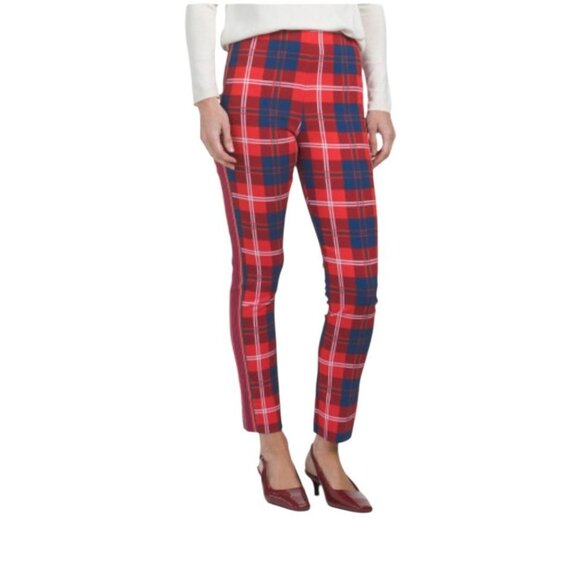 Gretchen Scott Middleton Plaid Gripeless Pull On Pants Red Size Large L - Picture 4 of 10